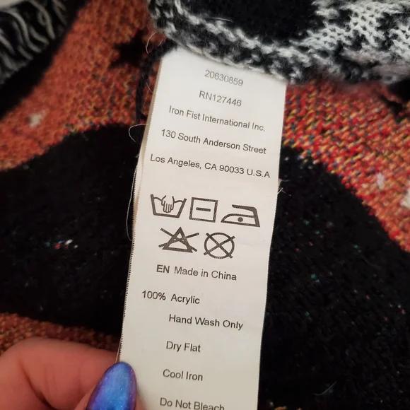 Iron Fist Bat Royalty Ash Costello Black and White Bat Sweater Size S WITH FLAWS - Picture 5 of 5